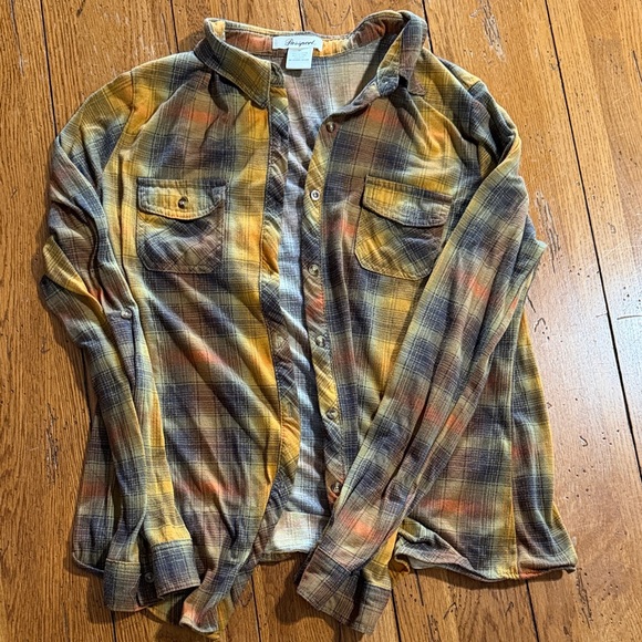 Passport Tops - Passport Yellow and Gray and orange Plaid Shirt